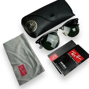 Ray-Ban Clubmaster‎ Black Frame Sunglasses - RB3016 W0365 51-21 w/ Case & Cloth